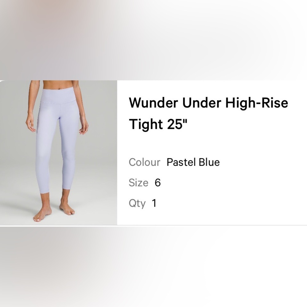 lululemon athletica pastel blue wunder under leggings - Picture 2 of 7